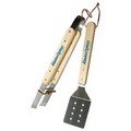 Wood Handle 2 Piece BBQ Set w/ Tongs & Spatula